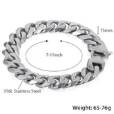 Stylish Matte Silver 15mm Chain Bracelet - GiFTiFY