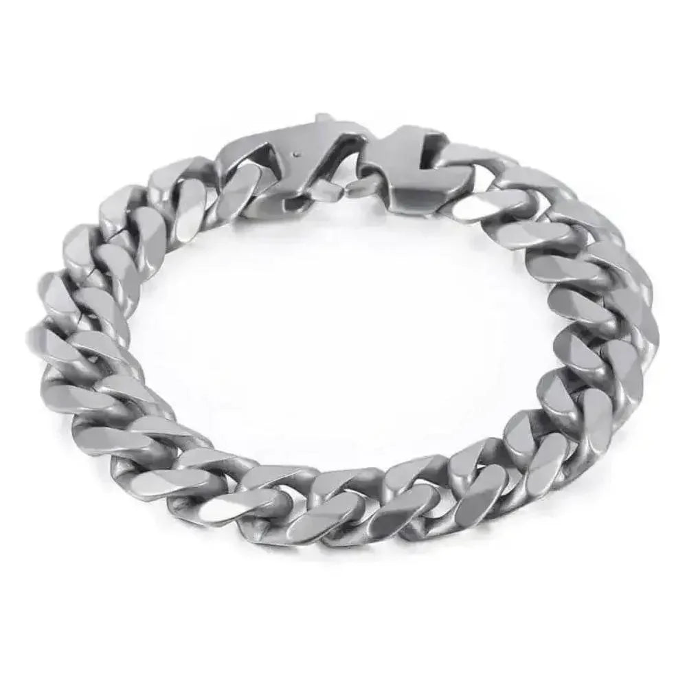 Stylish Matte Silver 15mm Chain Bracelet - GiFTiFY