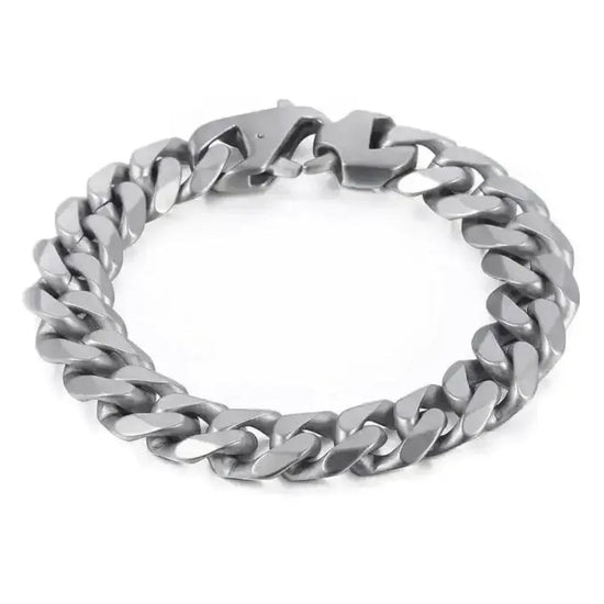Stylish Matte Silver 15mm Chain Bracelet - GiFTiFY