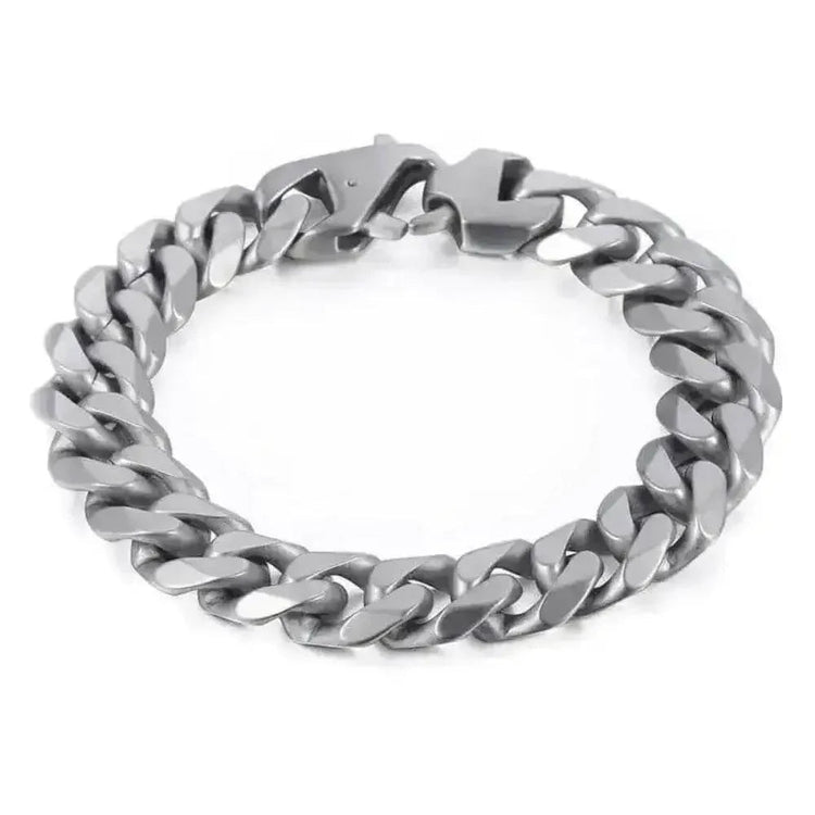 Stylish Matte Silver 15mm Chain Bracelet - GiFTiFY
