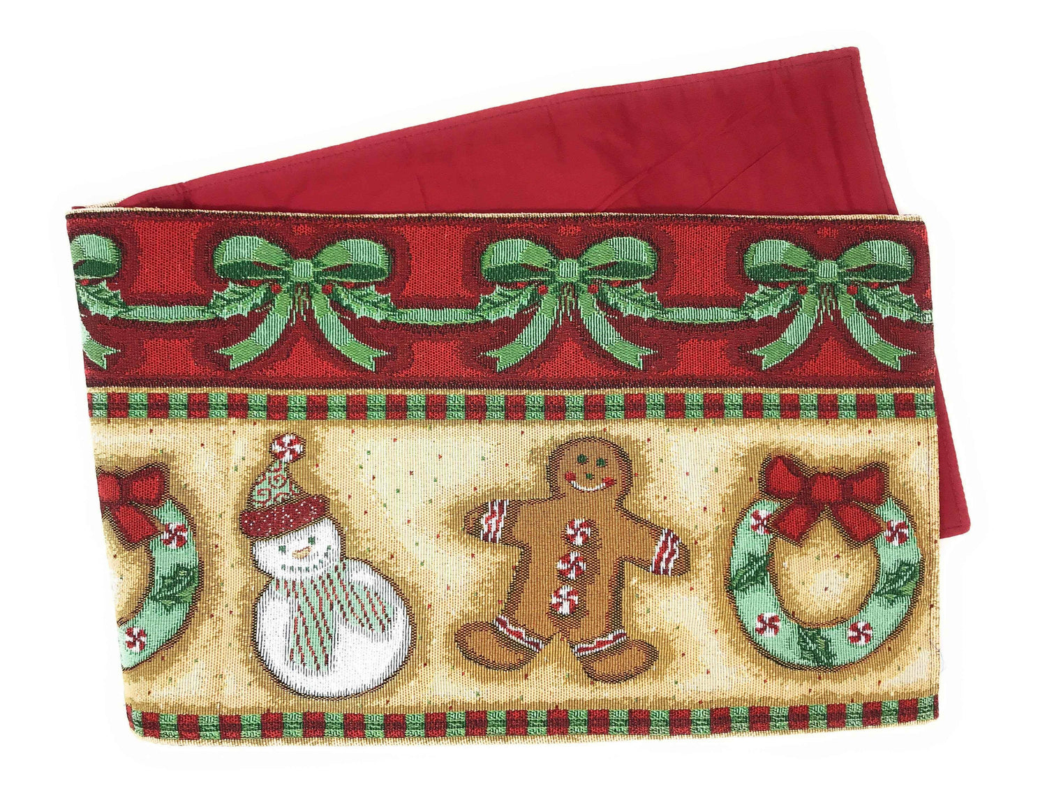 DaDa Bedding Gingerbread Snowman Holiday Woven Tapestry Dining Table Runner (12917) - GiFTiFY