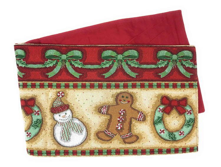 DaDa Bedding Gingerbread Snowman Holiday Woven Tapestry Dining Table Runner (12917) - GiFTiFY