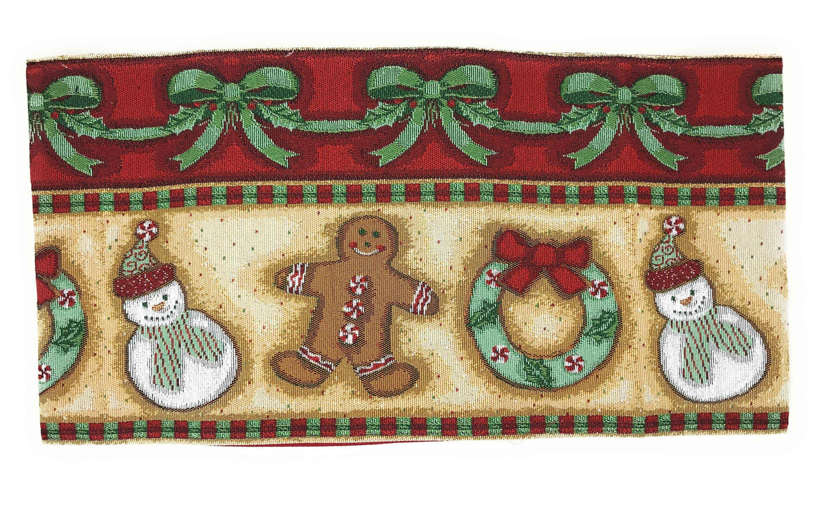 DaDa Bedding Gingerbread Snowman Holiday Woven Tapestry Dining Table Runner (12917) Table Runners by DaDalogy Bedding Collection