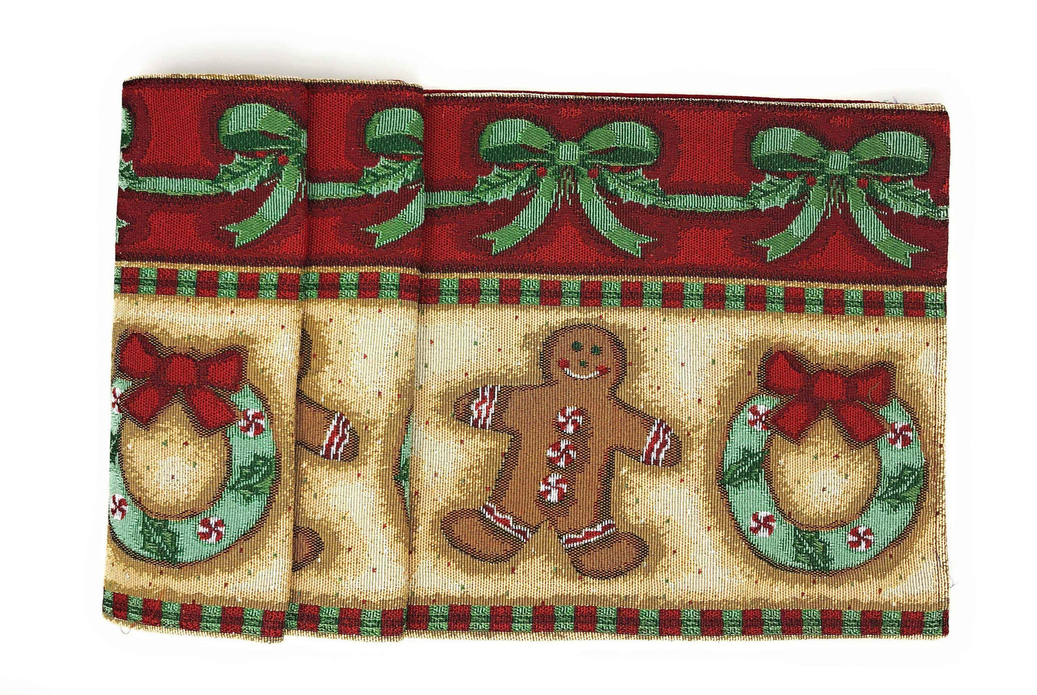 DaDa Bedding Gingerbread Snowman Holiday Woven Tapestry Dining Table Runner (12917) - GiFTiFY