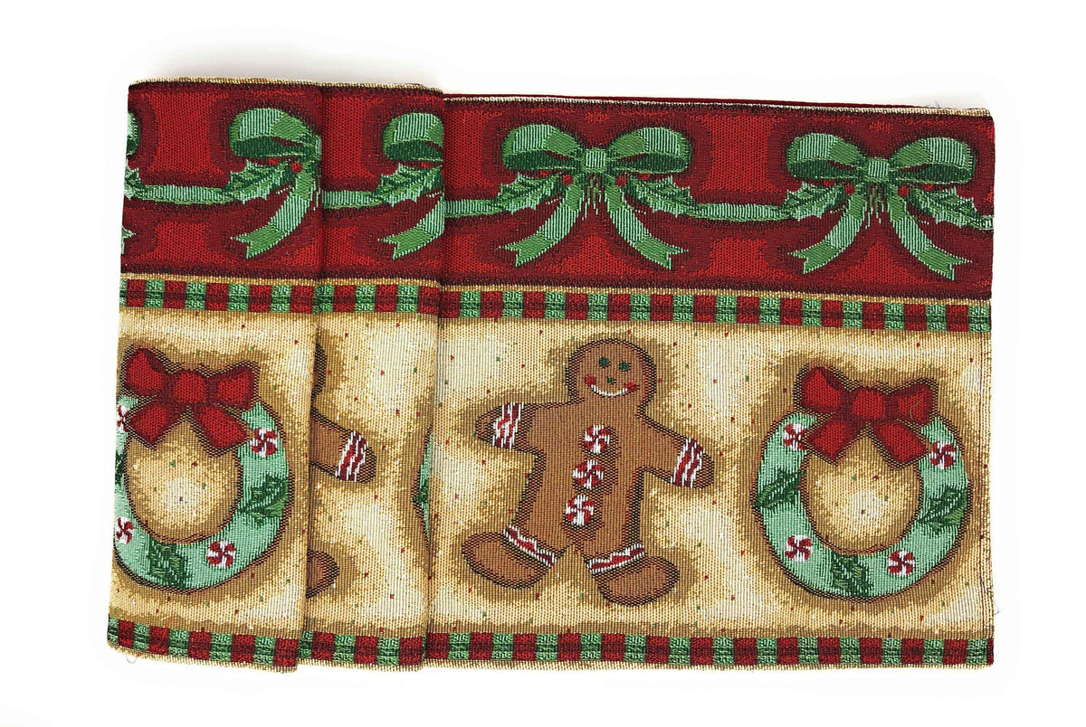 DaDa Bedding Gingerbread Snowman Holiday Woven Tapestry Dining Table Runner (12917) Table Runners by DaDalogy Bedding Collection