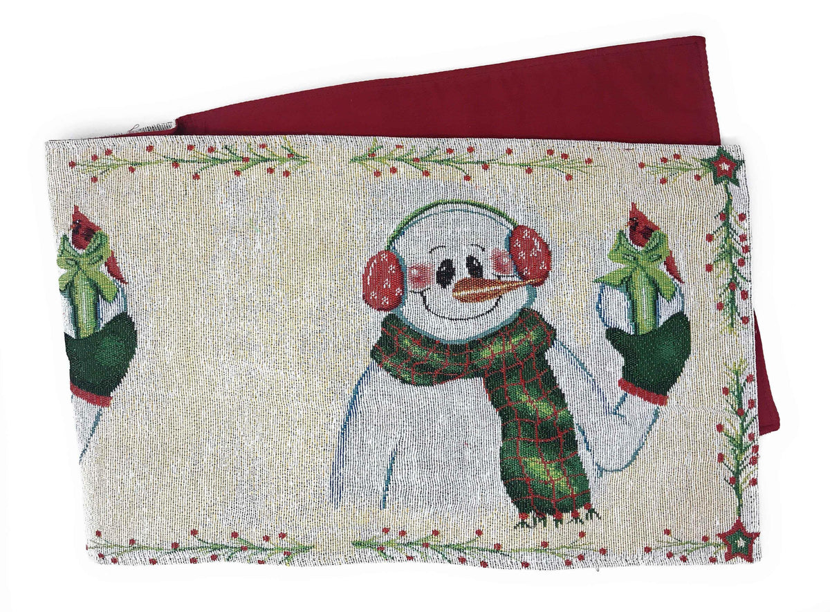 DaDa Bedding Magical Snowman Holiday Woven Tapestry Dining Table Runner (9733) Table Runners by DaDalogy Bedding Collection