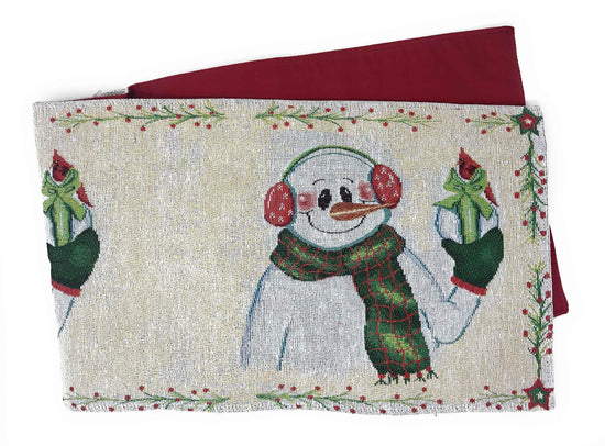 DaDa Bedding Magical Snowman Holiday Woven Tapestry Dining Table Runner (9733) - GiFTiFY