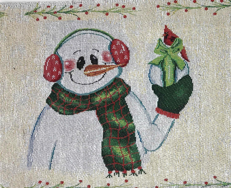 DaDa Bedding Magical Snowman Holiday Woven Tapestry Dining Table Runner (9733) Table Runners by DaDalogy Bedding Collection