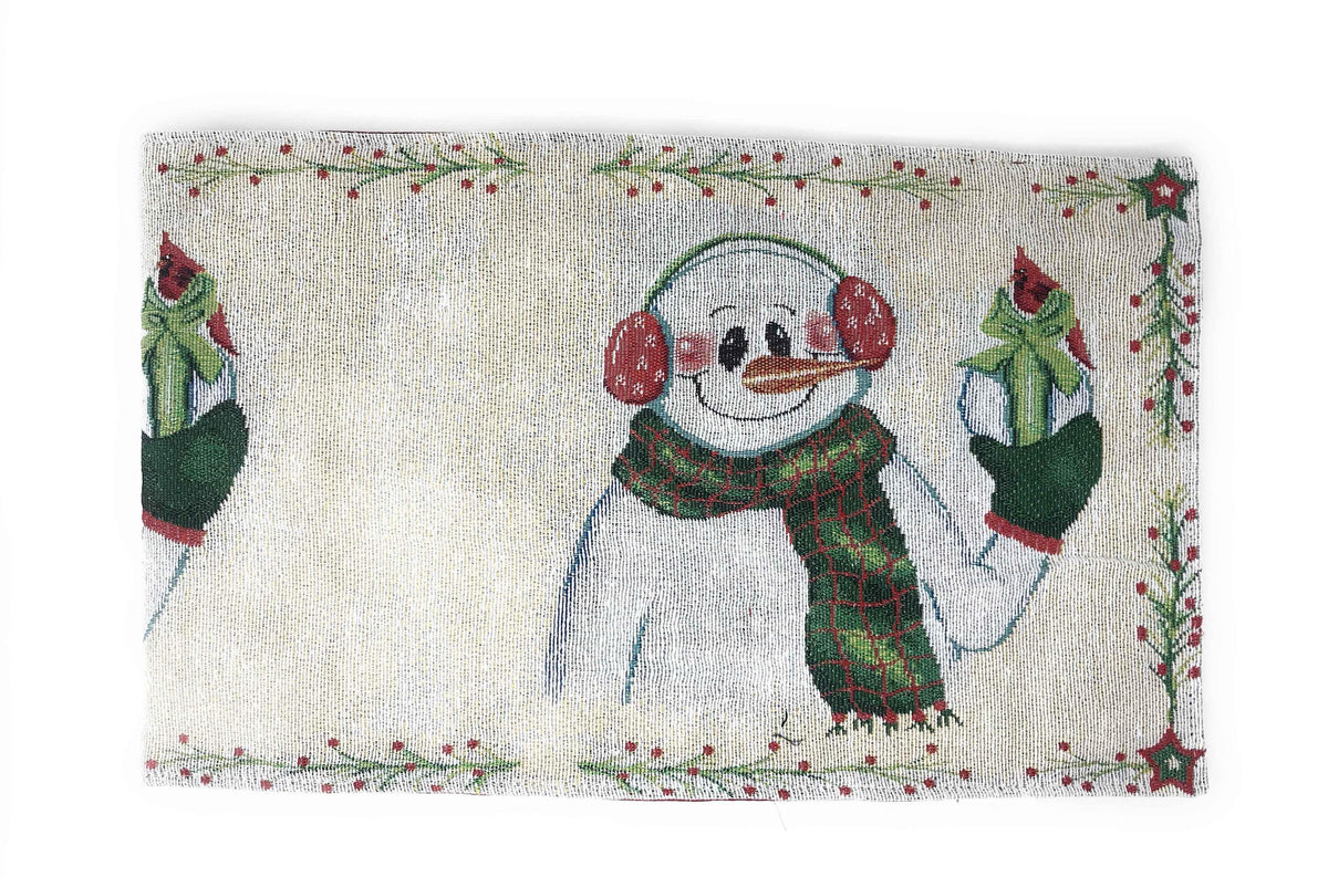 DaDa Bedding Magical Snowman Holiday Woven Tapestry Dining Table Runner (9733) Table Runners by DaDalogy Bedding Collection