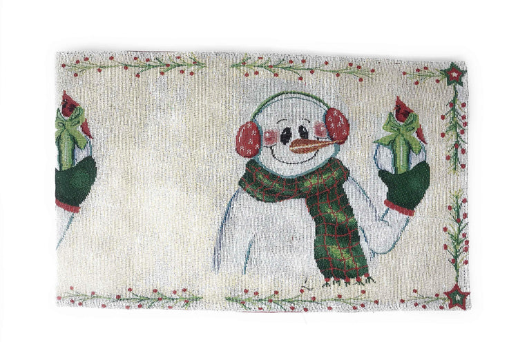 DaDa Bedding Magical Snowman Holiday Woven Tapestry Dining Table Runner (9733) - GiFTiFY