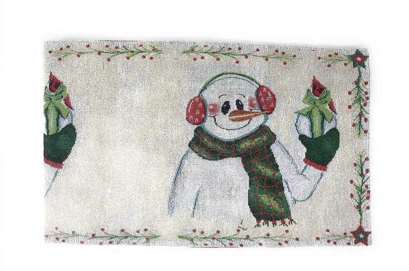DaDa Bedding Magical Snowman Holiday Woven Tapestry Dining Table Runner (9733) Table Runners by DaDalogy Bedding Collection