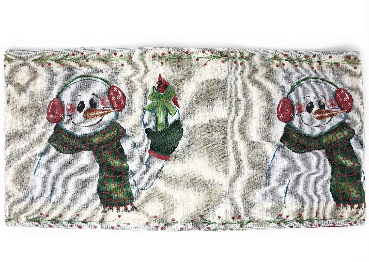 DaDa Bedding Magical Snowman Holiday Woven Tapestry Dining Table Runner (9733) - GiFTiFY