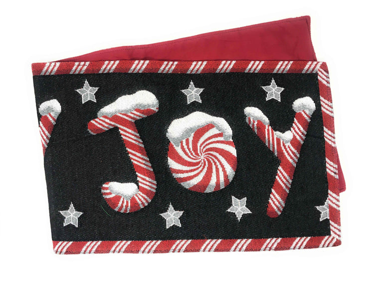 DaDa Bedding Peppermint Joy Red Black Holiday Tapestry Dining Table Runner (12904) - GiFTiFY