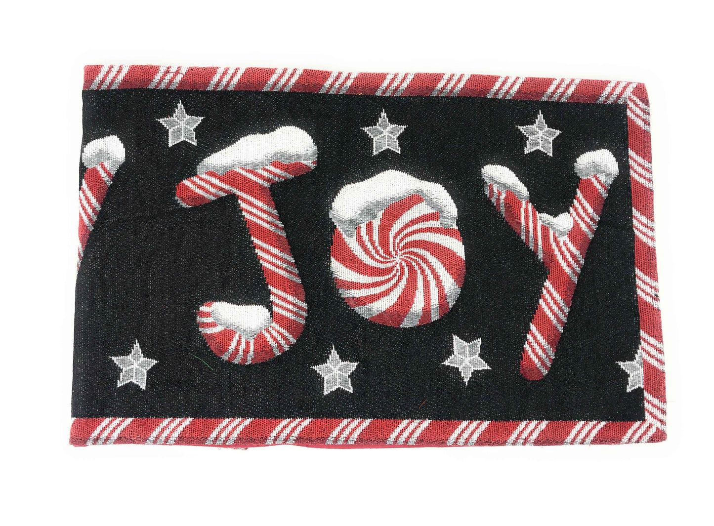 DaDa Bedding Peppermint Joy Red Black Holiday Tapestry Dining Table Runner (12904)