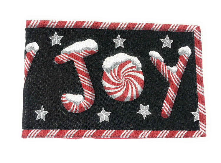 DaDa Bedding Peppermint Joy Red Black Holiday Tapestry Dining Table Runner (12904) - GiFTiFY