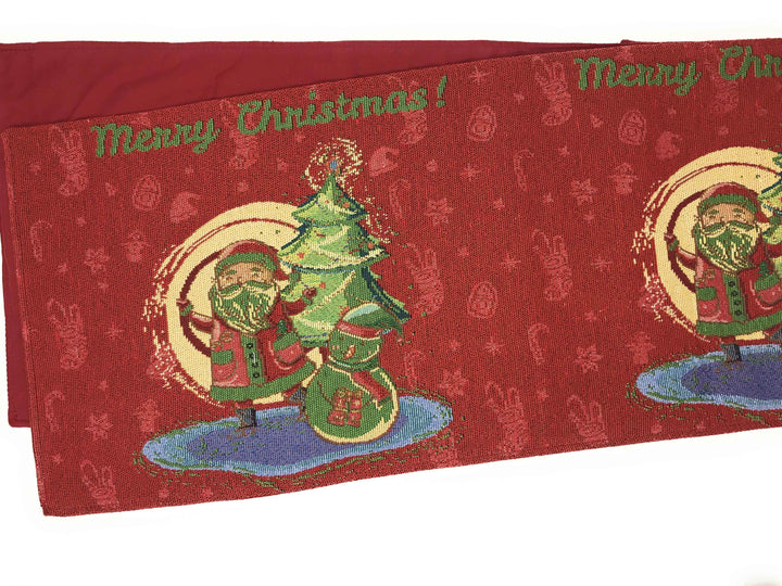 DaDa Bedding Red Santa Claus Christmas Tree Woven Tapestry Dining Table Runner (17615) - GiFTiFY
