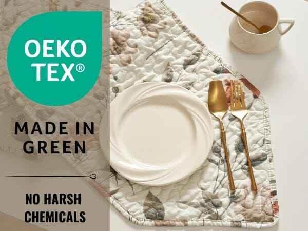 DaDalogy Enchanted Meadow Reversible Dinner Table Runner - Floral Elegance in Beige, Rose, and Soft Olive Green, Premium Soft Microfiber Quilted Table Runner - GiFTiFY