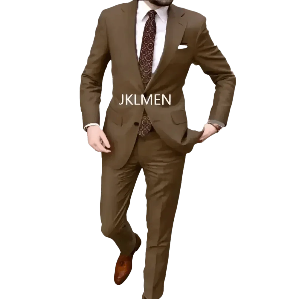 Tan Notched Lapel Men’s Suit Handsome Patterned Tie Wedding Tuxedos - GiFTiFY