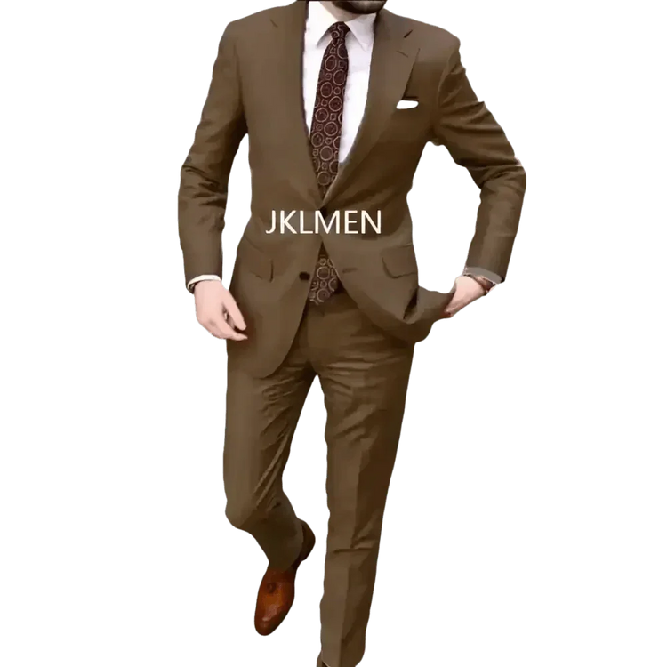 Tan Notched Lapel Men’s Suit Handsome Patterned Tie Wedding Tuxedos - GiFTiFY