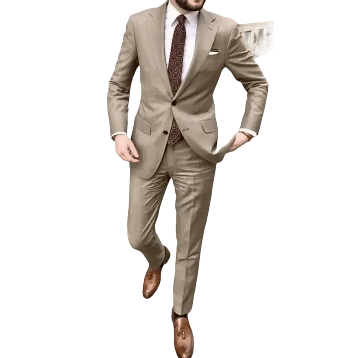 Tan Notched Lapel Men’s Suit Handsome Patterned Tie Wedding Tuxedos - GiFTiFY