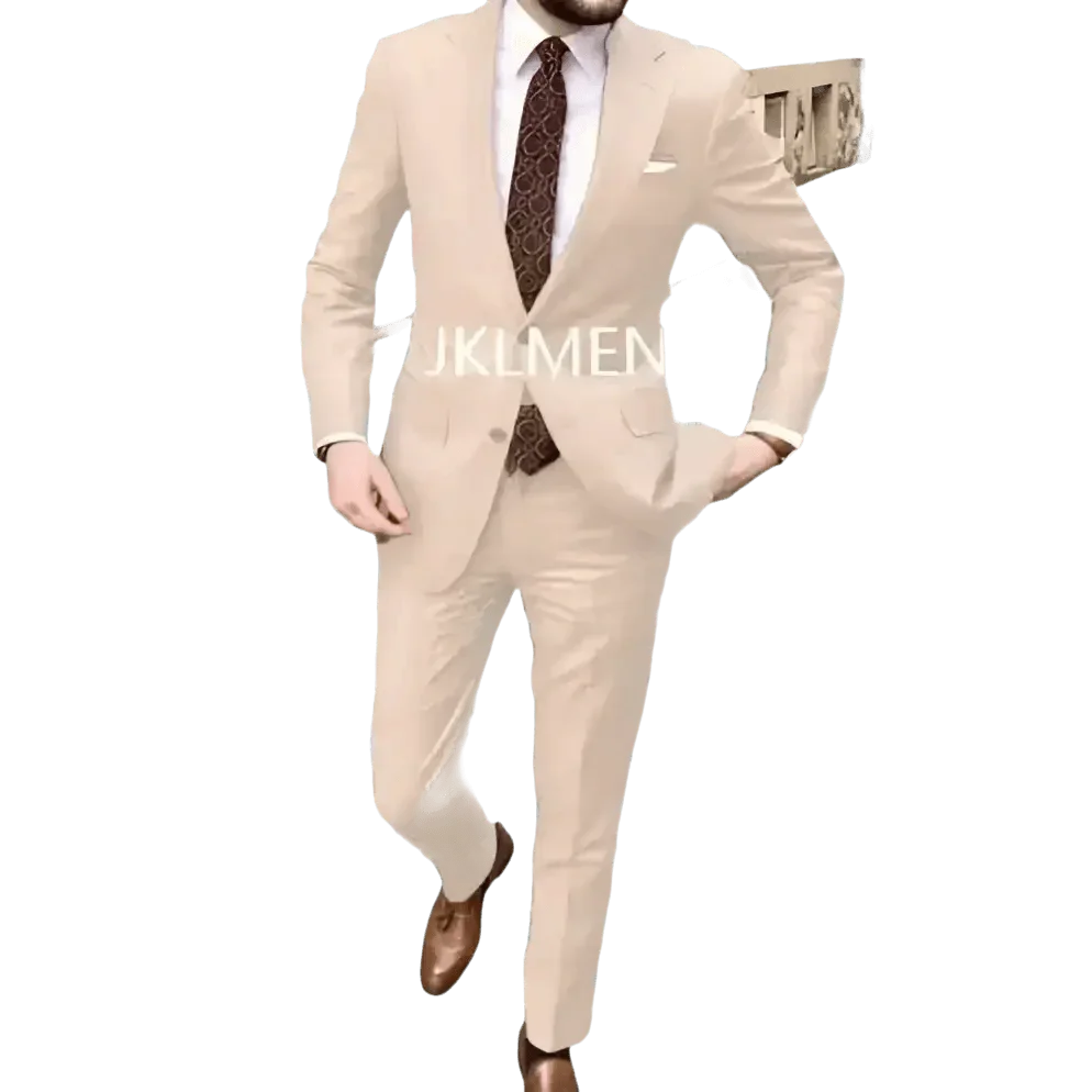 Tan Notched Lapel Men’s Suit Handsome Patterned Tie Wedding Tuxedos - GiFTiFY