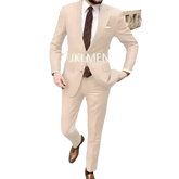 Tan Notched Lapel Men’s Suit Handsome Patterned Tie Wedding Tuxedos - GiFTiFY