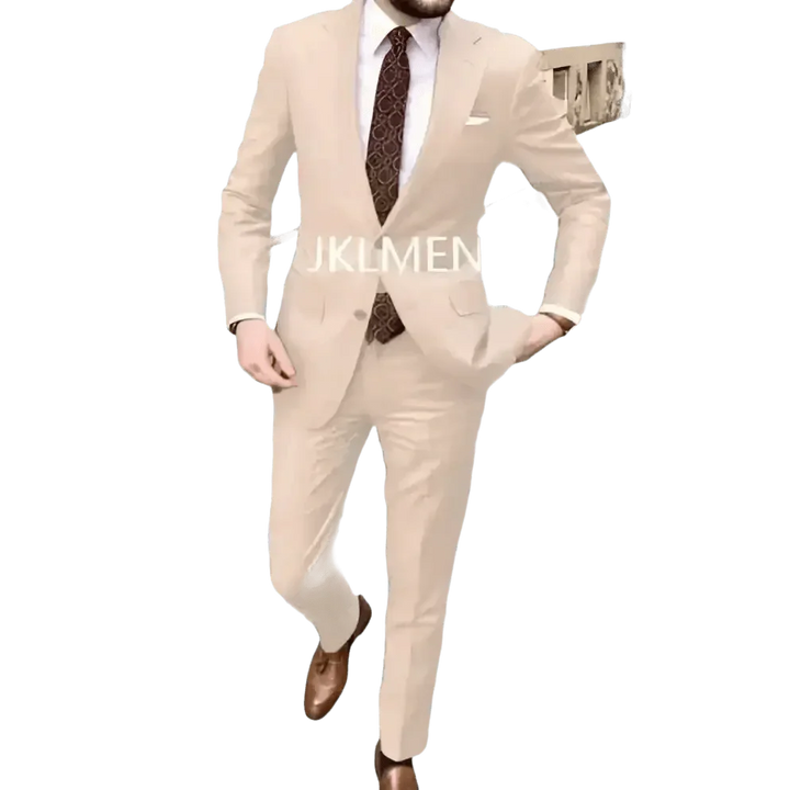 Tan Notched Lapel Men’s Suit Handsome Patterned Tie Wedding Tuxedos - GiFTiFY