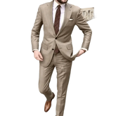 Tan Notched Lapel Men’s Suit Handsome Patterned Tie Wedding Tuxedos - GiFTiFY