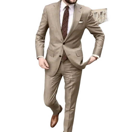 Tan Notched Lapel Men’s Suit Handsome Patterned Tie Wedding Tuxedos - GiFTiFY