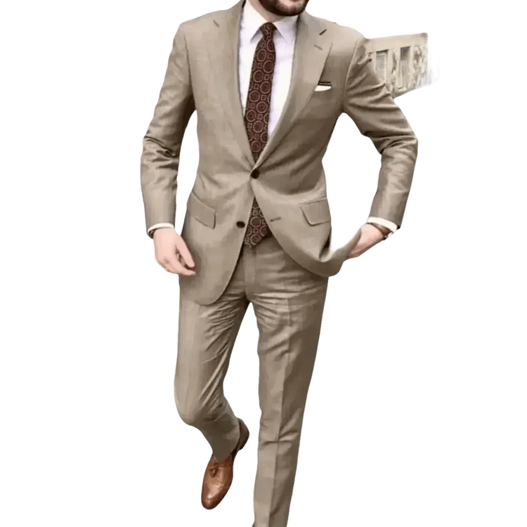 Tan Notched Lapel Men’s Suit Handsome Patterned Tie Wedding Tuxedos - GiFTiFY
