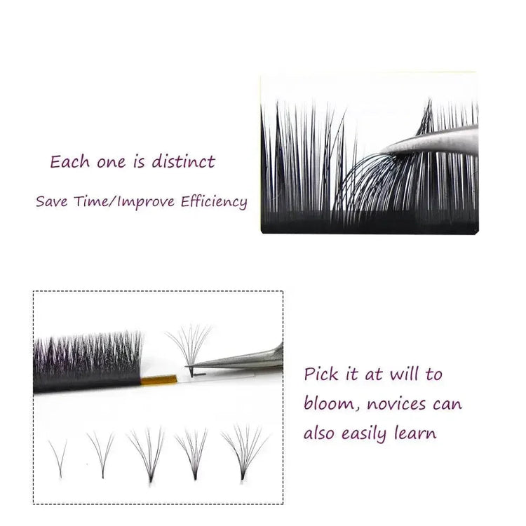 TDANCE Individual Easy Fan Eyelashes Extension Faux Mink Soft Natural Volume Makeup Fast Blooming False Lash Growth Lift Beauty - GiFTiFY