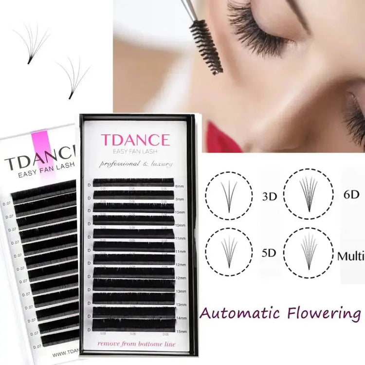 TDANCE Individual Easy Fan Eyelashes Extension Faux Mink Soft Natural Volume Makeup Fast Blooming False Lash Growth Lift Beauty - GiFTiFY