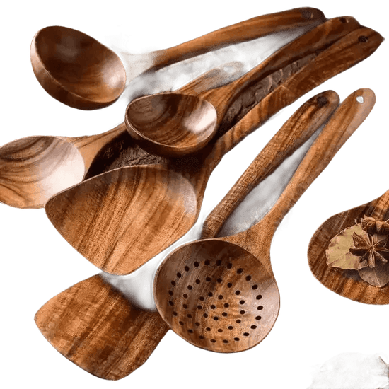 Thailand Wood Kitchenware Cooking Spoons Set - GiFTiFY