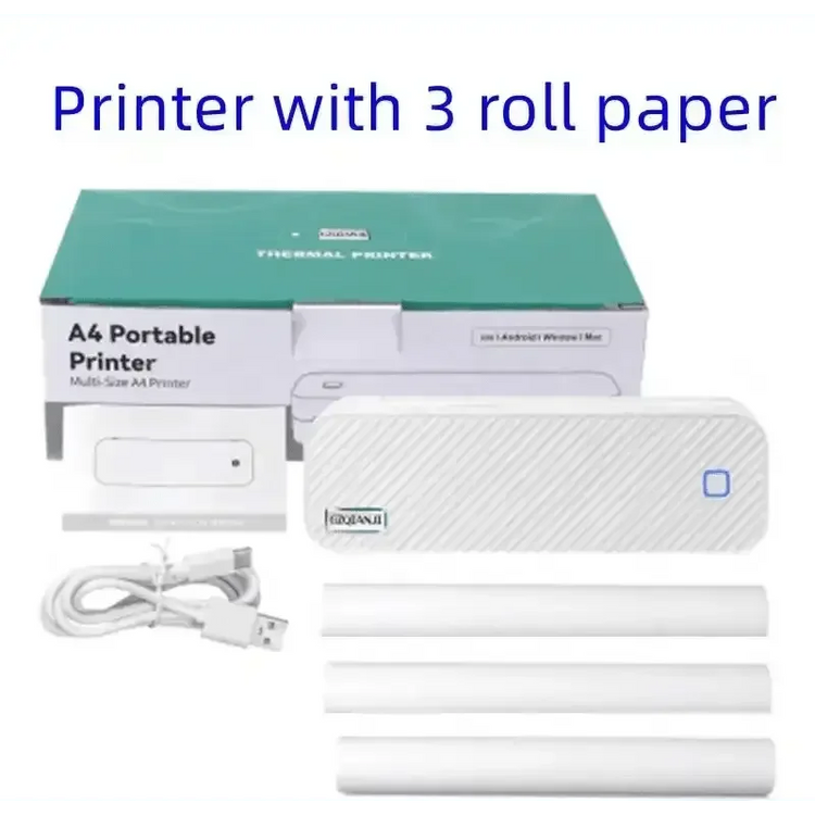 Thermal Portable Mini Printer with Paper Samples Mini Office Bluetooth Printer. - GiFTiFY