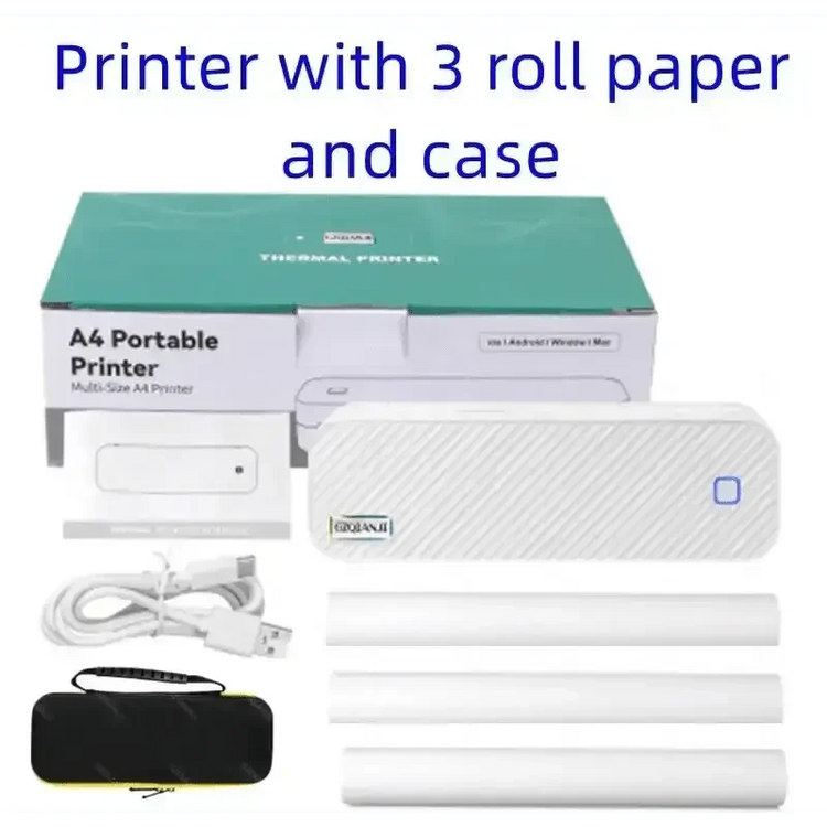 Thermal Portable Mini Printer with Paper Samples Mini Office Bluetooth Printer. - GiFTiFY