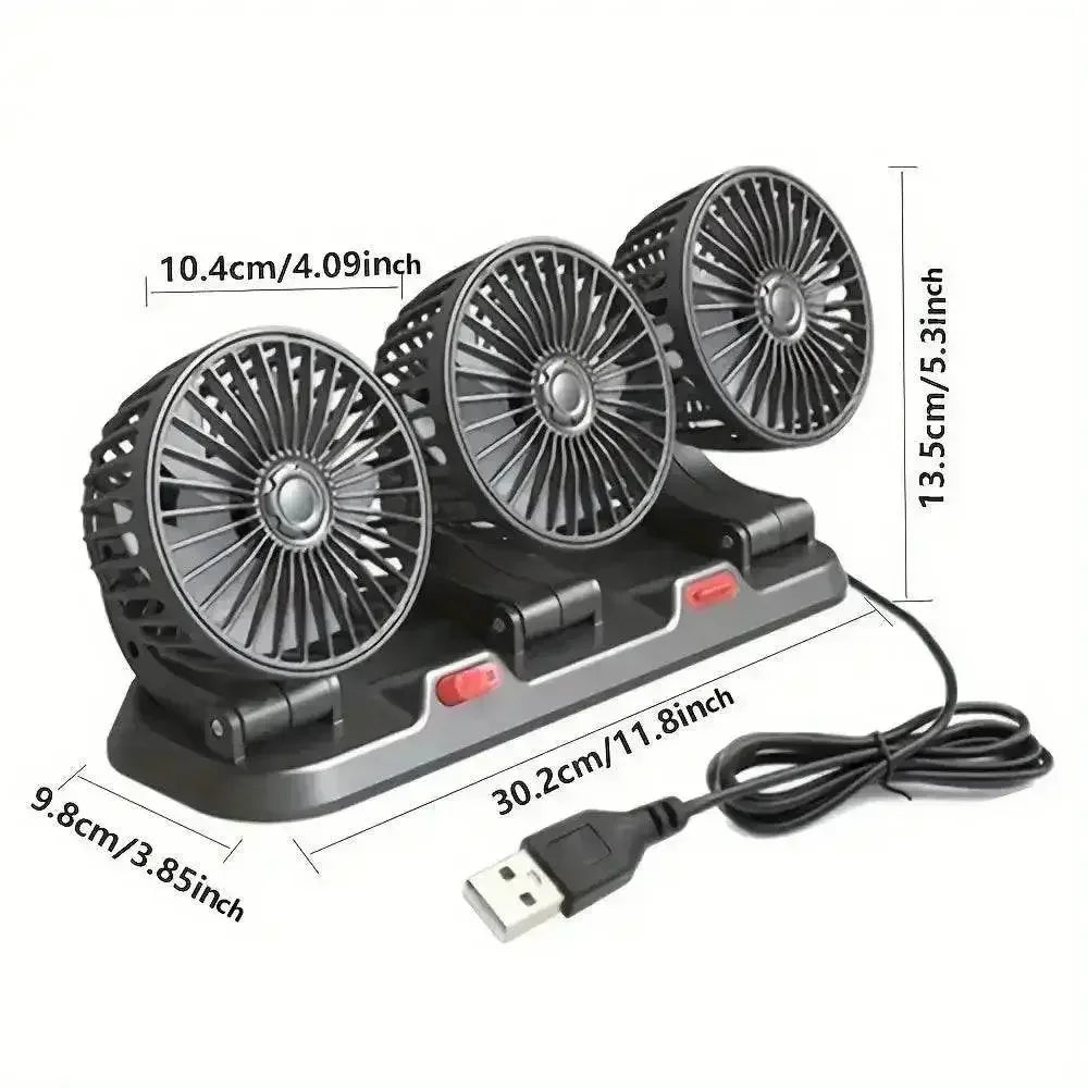 Three-Head USB Car Fan with Aromatherapy usb mini air cooler - GiFTiFY