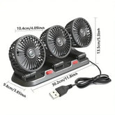 Three-Head USB Car Fan with Aromatherapy usb mini air cooler - GiFTiFY
