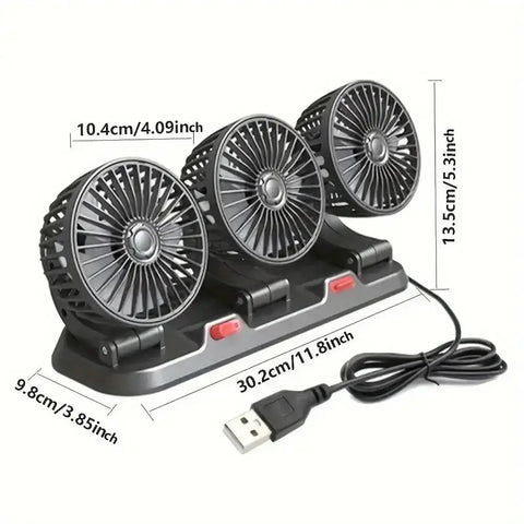 Three - Head USB Car Fan with Aromatherapy - GiFiFY