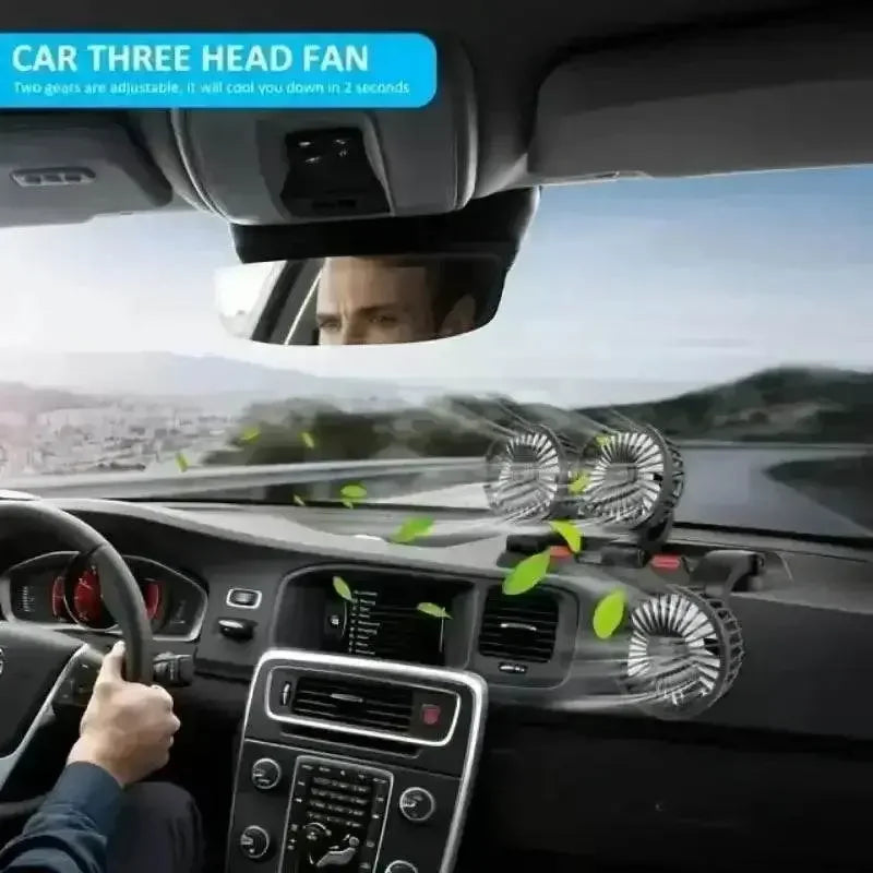 Three-Head USB Car Fan with Aromatherapy usb mini air cooler - GiFTiFY