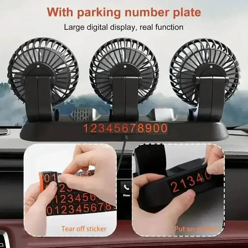 Three-Head USB Car Fan with Aromatherapy usb mini air cooler Car Accessories by DSERS