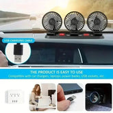 Three-Head USB Car Fan with Aromatherapy usb mini air cooler - GiFTiFY