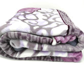 DaDa Bedding Orchid Blossoms Striped Floral Lavender Plush Fleece Flannel Throw Blanket (XY9833) - GiFTiFY