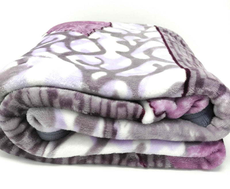 DaDa Bedding Orchid Blossoms Striped Floral Lavender Plush Fleece Flannel Throw Blanket (XY9833) Throw Blankets by DaDalogy Bedding Collection