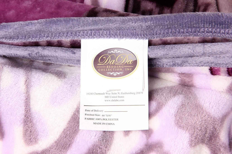 DaDa Bedding Orchid Blossoms Striped Floral Lavender Plush Fleece Flannel Throw Blanket (XY9833) - GiFTiFY