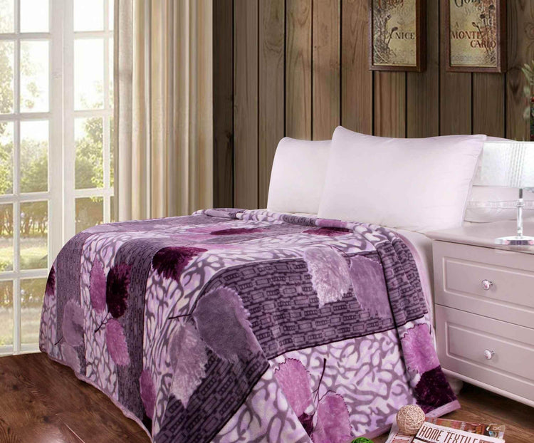 DaDa Bedding Orchid Blossoms Striped Floral Lavender Plush Fleece Flannel Throw Blanket (XY9833) - GiFTiFY