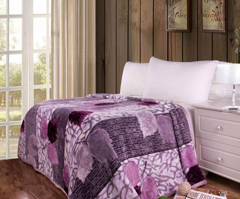 DaDa Bedding Orchid Blossoms Striped Floral Lavender Plush Fleece Flannel Throw Blanket (XY9833) Throw Blankets by DaDalogy Bedding Collection