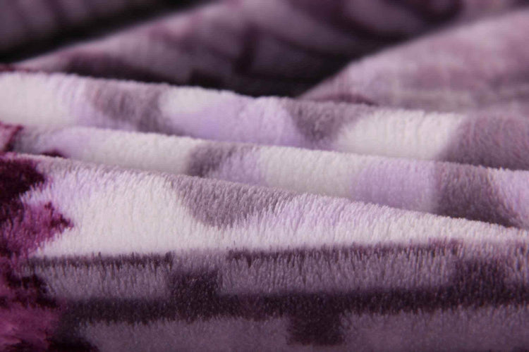 DaDa Bedding Orchid Blossoms Striped Floral Lavender Plush Fleece Flannel Throw Blanket (XY9833) - GiFTiFY