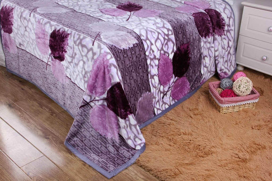 DaDa Bedding Orchid Blossoms Striped Floral Lavender Plush Fleece Flannel Throw Blanket (XY9833) - GiFTiFY