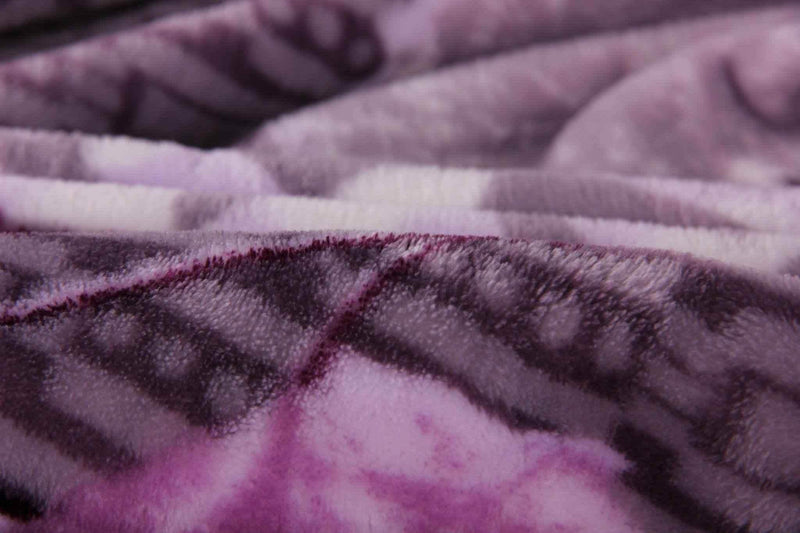 DaDa Bedding Orchid Blossoms Striped Floral Lavender Plush Fleece Flannel Throw Blanket (XY9833) Throw Blankets by DaDalogy Bedding Collection