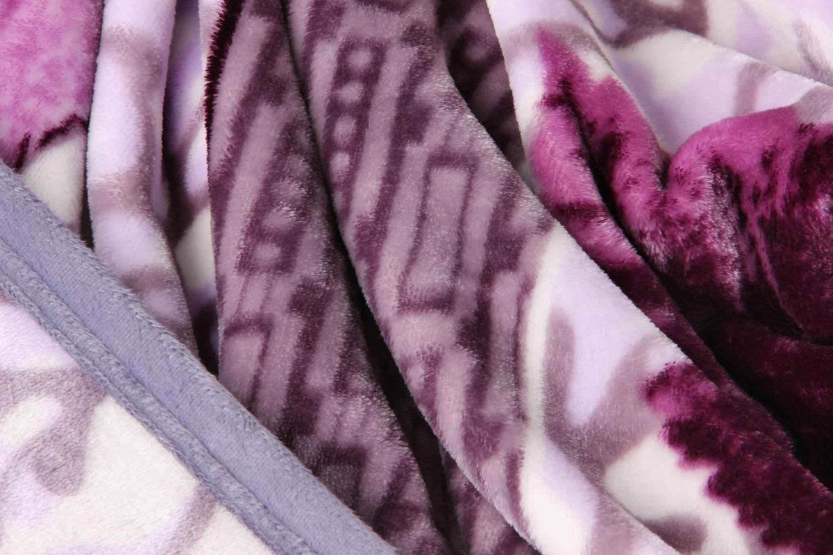 DaDa Bedding Orchid Blossoms Striped Floral Lavender Plush Fleece Flannel Throw Blanket (XY9833) Throw Blankets by DaDalogy Bedding Collection